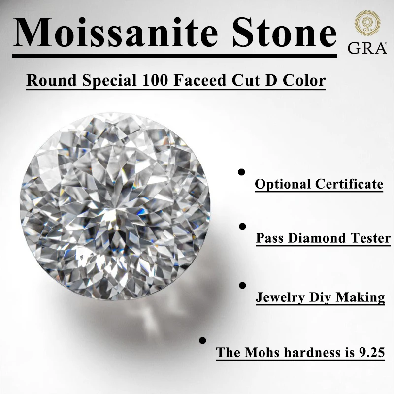 Top Moissanite Stone Round Special 100 Faceed Cut D Color VVS1 with GRA Certificate Gemstone Charms for jewel making
Top Moissanite Stone Round Special 100 Faceed Cut D Color VVS1 with GRA Certificate Gemstone Charms for jewel making