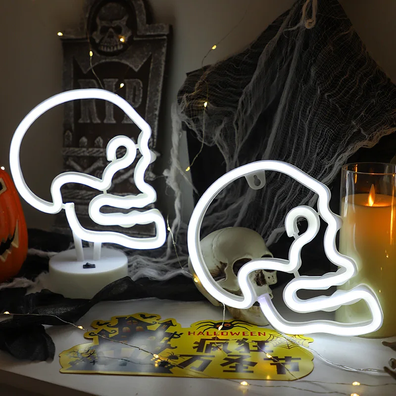 LED Skull White Light Night Lamp USB Neon Creative Bulb Bedroom Living Room Party Table Wall Decoration Halloween Festival Gifts
LED Skull White Light Night Lamp USB Neon Creative Bulb Bedroom Living Room Party Table Wall Decoration Halloween Festival Gifts