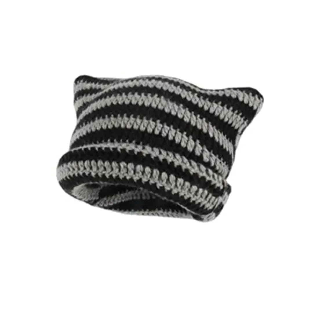 Cute Cat Ears Beanie Hats for Women Winter Striped Korean Punk Gothic Y2K Wool Knitted Streetwear Handmade Crochet Bucket Cap
Cute Cat Ears Beanie Hats for Women Winter Striped Korean Punk Gothic Y2K Wool Knitted Streetwear Handmade Crochet Bucket Cap