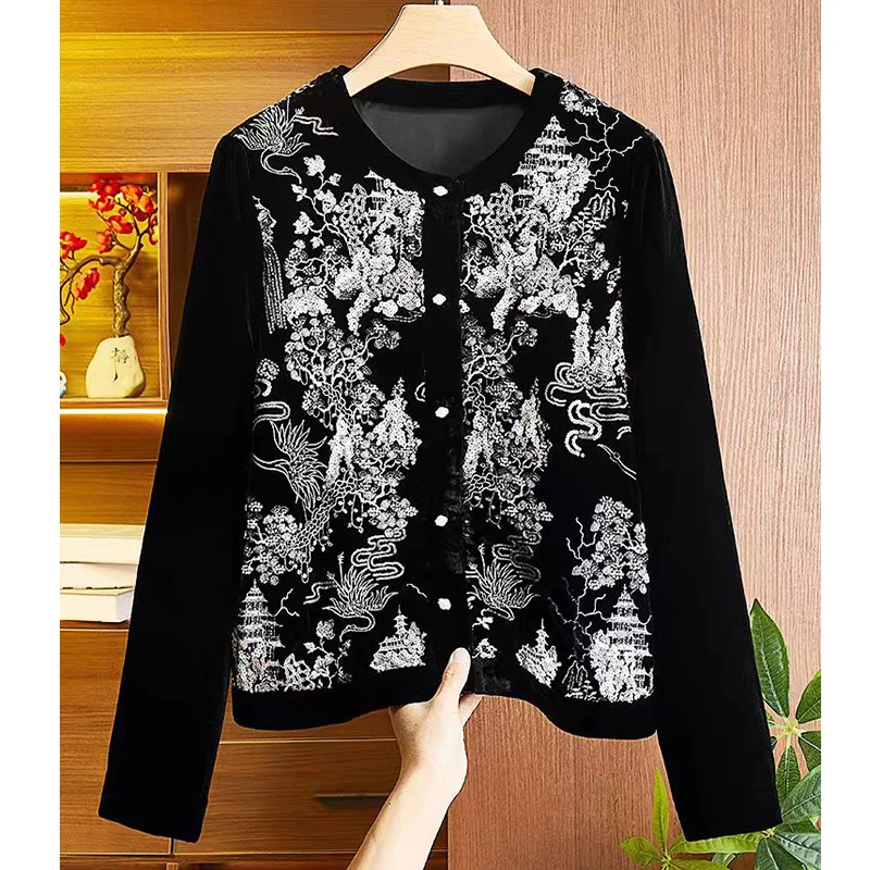 2024 Superior Quality Autumn Winter O-Neck Silk + Velvet Beading+ Chinese Style Attic Embroidery Jacket for Women S-XXL
2024 Superior Quality Autumn Winter O-Neck Silk + Velvet Beading+ Chinese Style Attic Embroidery Jacket for Women S-XXL