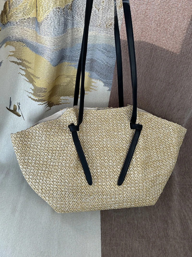 CLAREGQI Summer Straw Woven Tote Bag Large Capacity Casual Shoulder Bag with Leather Trim Women Bohemian Straw Tote Bag Beach Sh
CLAREGQI Summer Straw Woven Tote Bag Large Capacity Casual Shoulder Bag with Leather Trim Women Bohemian Straw Tote Bag Beach Sh