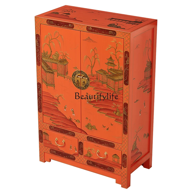 Small apartment living room French Chinese style orange orange double door cabinet
Small apartment living room French Chinese style orange orange double door cabinet
