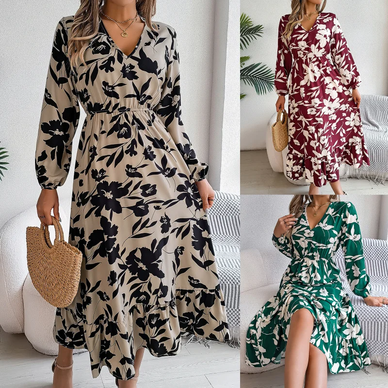 2025 Autumn and Winter Leisure Flower Waist-Controlled Long Sleeves Ruffled Dress C001
2025 Autumn and Winter Leisure Flower Waist-Controlled Long Sleeves Ruffled Dress C001