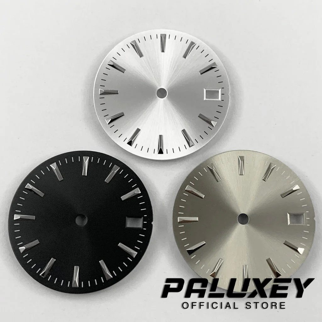 Циферблат для часов NH35 28,5 мм, серебристо-серый с эффектом солнечных лучей, подходит для механизмов NH35/NH35A/4R/7S, запасные части для циферблатов часов.
Циферблат для часов NH35 28,5 мм, серебристо-серый с эффектом солнечных лучей, подходит для механизмов NH35/NH35A/4R/7S, запасные части для циферблатов часов.