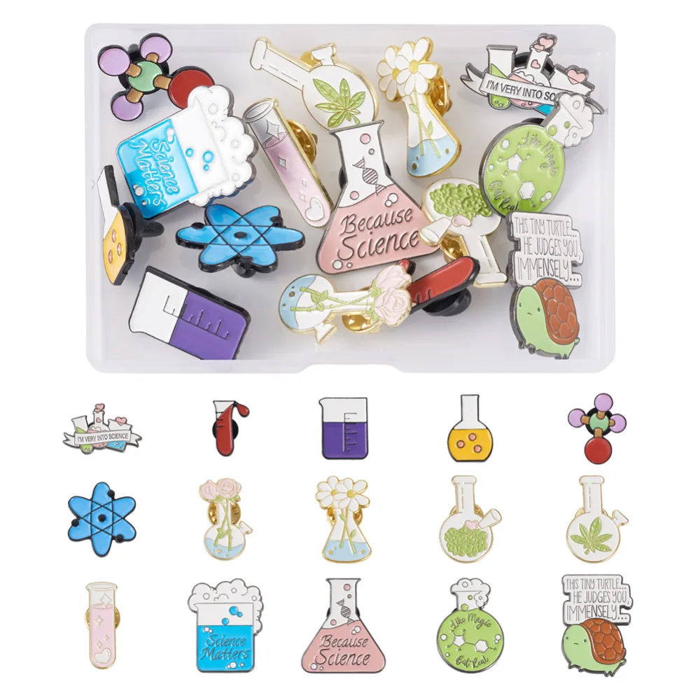 15Pcs Chemistry Molecular Scientific Beaker Alloy Enamel Brooch Cartoon Flask Test Tube Badge Lapel Pins for Backpack Clothes
15Pcs Chemistry Molecular Scientific Beaker Alloy Enamel Brooch Cartoon Flask Test Tube Badge Lapel Pins for Backpack Clothes