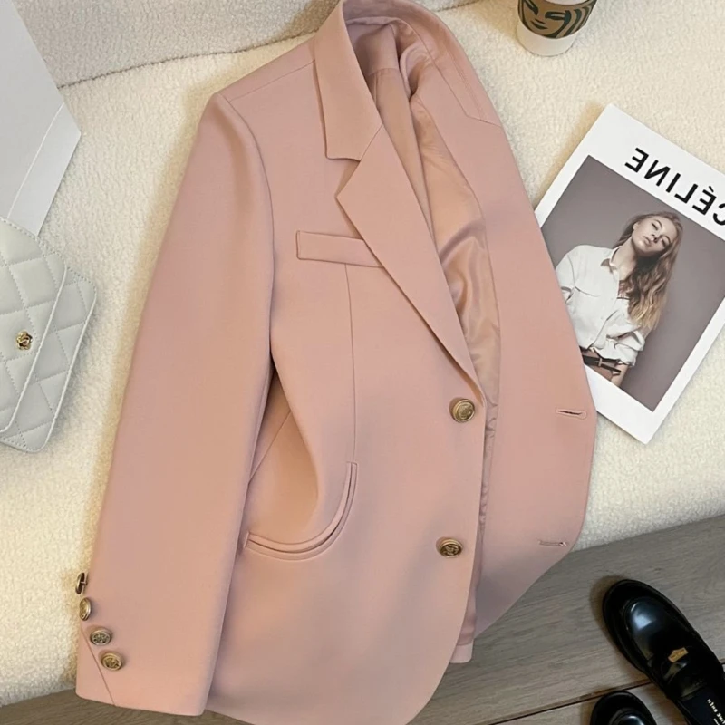 Women's Spring/Summer Retro Casual Short Long Sleeve Blazer French Commuter Solid Color Loose Single-Breasted Blazer with Collar
Women's Spring/Summer Retro Casual Short Long Sleeve Blazer French Commuter Solid Color Loose Single-Breasted Blazer with Collar