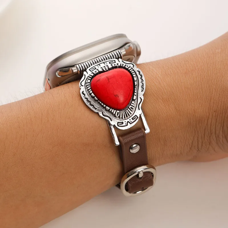 Bohemian Heart-Patterned Turquoise Leather Watch Strap Compatible With Iwatch Ultra 2 And Se Vintage Ethnic Style Unisex Strap
Bohemian Heart-Patterned Turquoise Leather Watch Strap Compatible With Iwatch Ultra 2 And Se Vintage Ethnic Style Unisex Strap