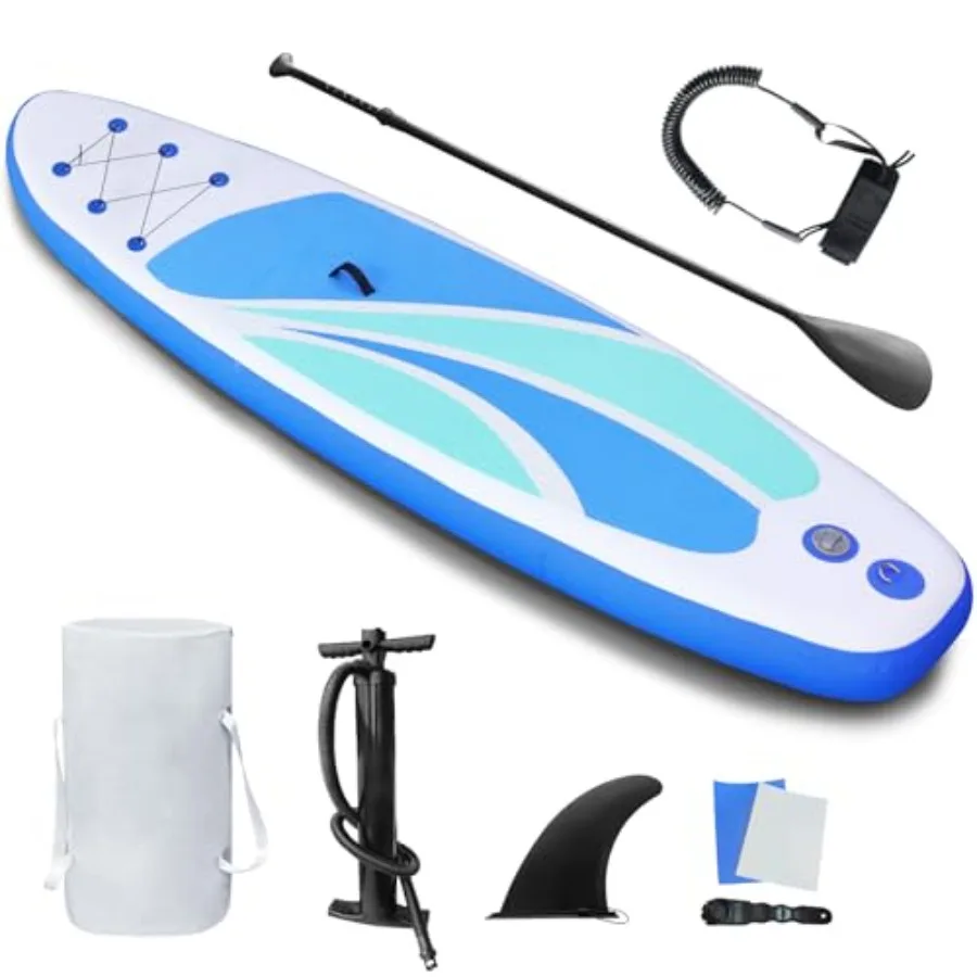 Inflatable Stand Up Paddle Board for adult use, PVC material, blue, ultra-light 10'4 with non-slip deck, fins, paddle, pump, ba
Inflatable Stand Up Paddle Board for adult use, PVC material, blue, ultra-light 10'4 with non-slip deck, fins, paddle, pump, ba