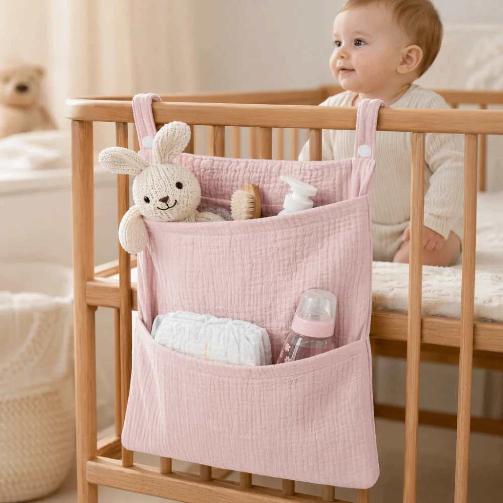 Pure Cotton Baby Crib Hanging Bag Multifunctional Solid Color Stroller Storage Bag Large Capacity 2 Pockets Diapers Organizer
Pure Cotton Baby Crib Hanging Bag Multifunctional Solid Color Stroller Storage Bag Large Capacity 2 Pockets Diapers Organizer