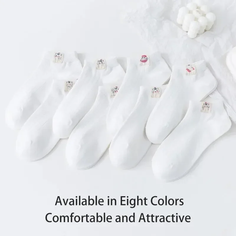 Sweet Cute Cartoon Cat White Socks For Women Simple Comfortable Four Season Thin Fabric Spring Summer Daily Wear 1-Pairs
Sweet Cute Cartoon Cat White Socks For Women Simple Comfortable Four Season Thin Fabric Spring Summer Daily Wear 1-Pairs
