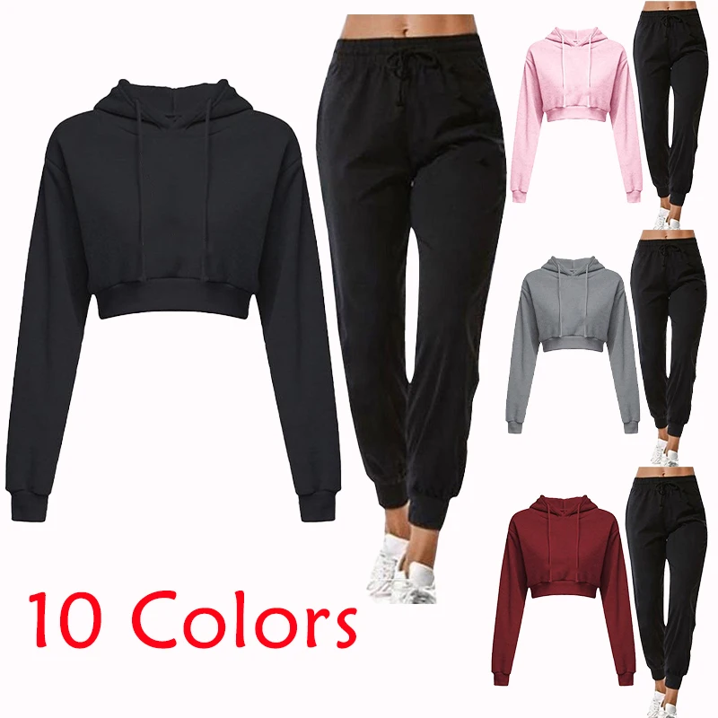 Women's long sleeved top running shirt sexy navel exposed T-shirt solid color sports suit quick drying fitness short top+Pants
Women's long sleeved top running shirt sexy navel exposed T-shirt solid color sports suit quick drying fitness short top+Pants