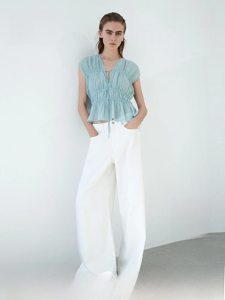 H&M Women's Cotton Shirt Summer 2026 Sleeveless V-neck Pleated Belted Casual Fit Fashion Top Hm Women's Clothing
H&M Women's Cotton Shirt Summer 2026 Sleeveless V-neck Pleated Belted Casual Fit Fashion Top Hm Women's Clothing