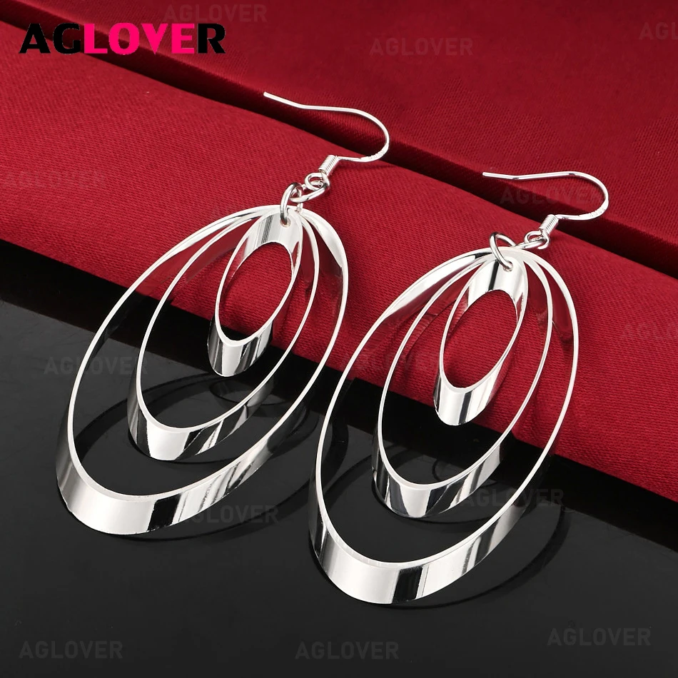 AGLOVER 925 Sterling Silver Oval Thread Three Circles Earrings Classic Cute Women's Banquet Party Jewelry
AGLOVER 925 Sterling Silver Oval Thread Three Circles Earrings Classic Cute Women's Banquet Party Jewelry