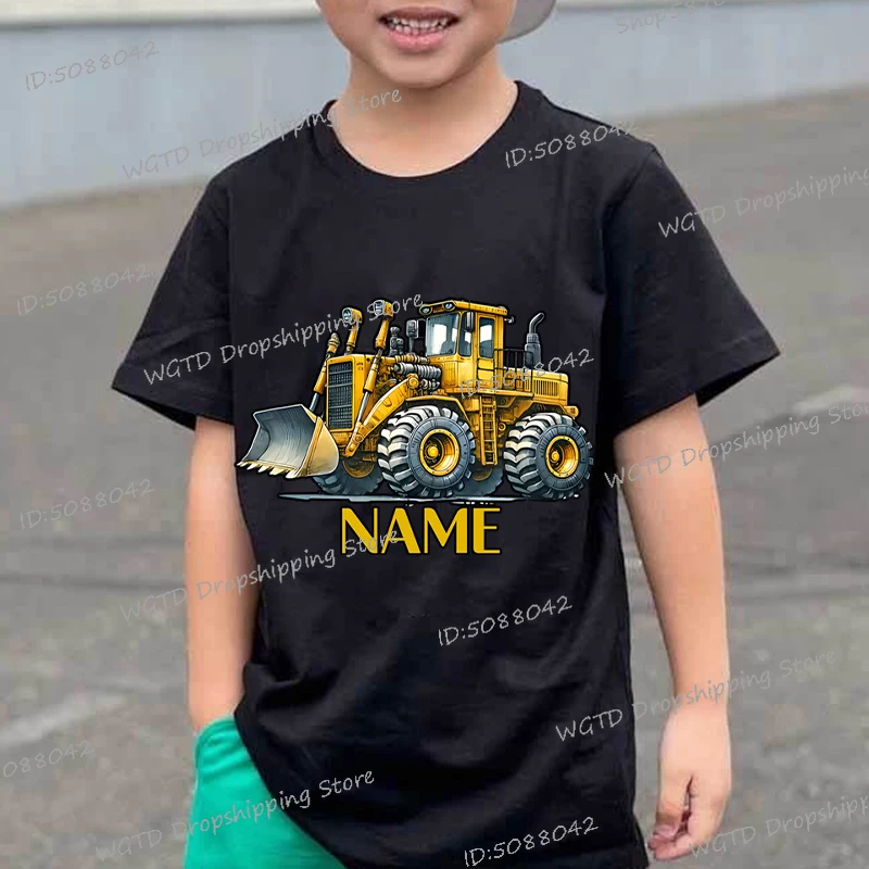 Kids DIY Name Truck Print T Shirt Short Sleeve Cartoon Excavators Tractors Tops Tees Customized Name Boys Birthday Gift T-shirts
Kids DIY Name Truck Print T Shirt Short Sleeve Cartoon Excavators Tractors Tops Tees Customized Name Boys Birthday Gift T-shirts
