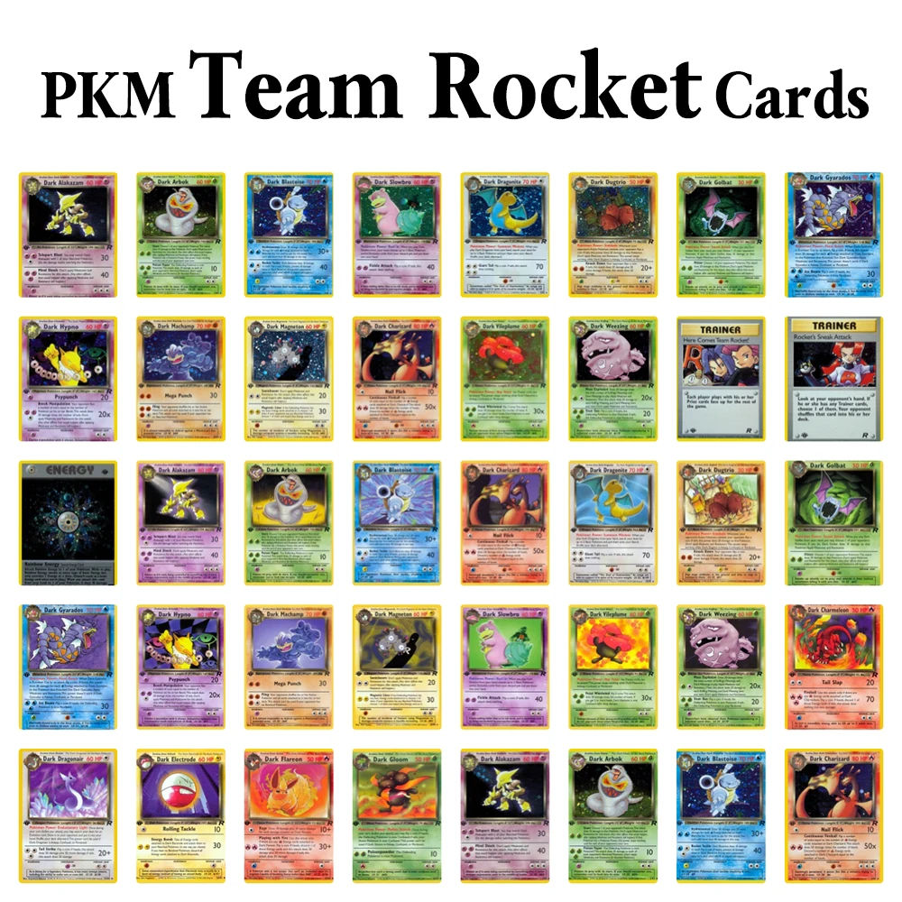 PKM Team Rocket Proxy Cards Game Rare Collection Dark Alakazam1/Dark Arbok2/Dark Blastoise3/Dark Charizard4 Toys Gifts Cards
PKM Team Rocket Proxy Cards Game Rare Collection Dark Alakazam1/Dark Arbok2/Dark Blastoise3/Dark Charizard4 Toys Gifts Cards