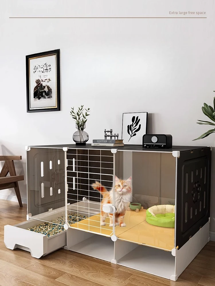 Cat cage Large free space Integrated cat house with toilet Empty cage villa 
Cat cage Large free space Integrated cat house with toilet Empty cage villa