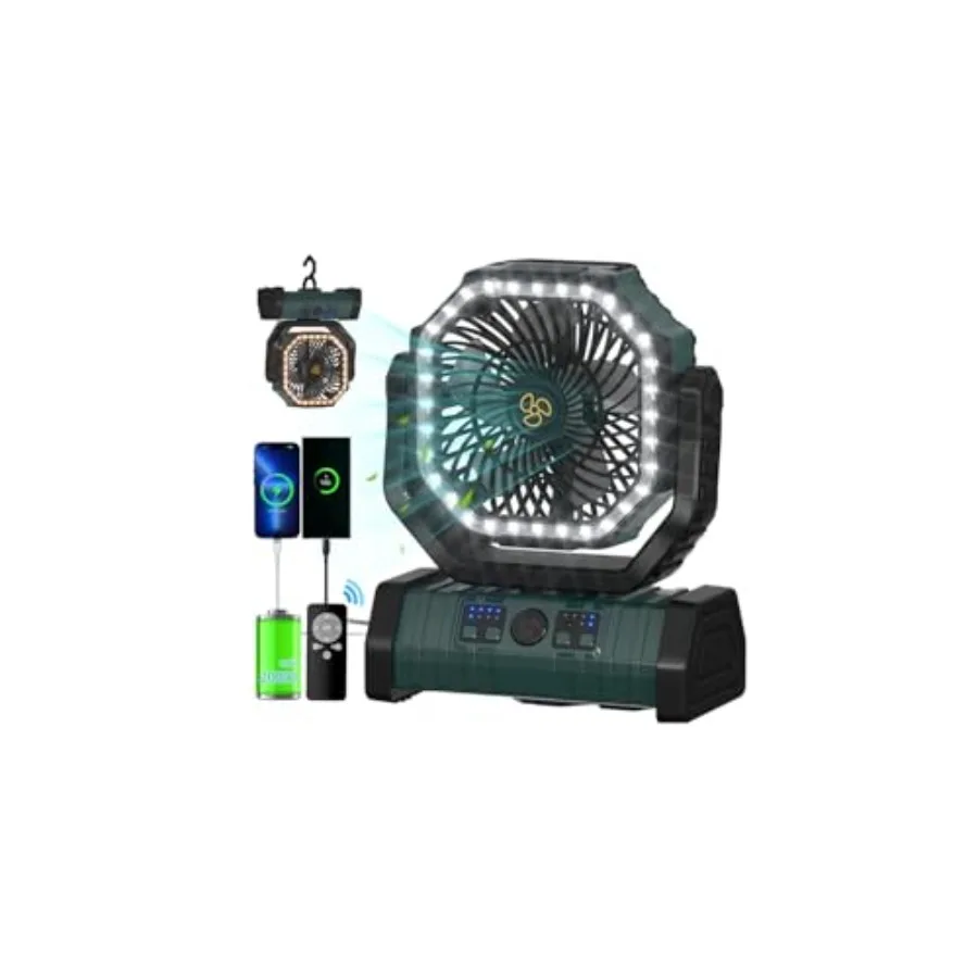 Camping Battery Operated Powered Fan with LED Lantern Light 20000mAh Rechargeable Portable, Oscillating Fan with 360° Rotation
Camping Battery Operated Powered Fan with LED Lantern Light 20000mAh Rechargeable Portable, Oscillating Fan with 360° Rotation