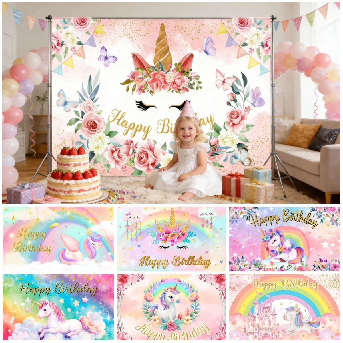 Фон для фотосъемки на тему дня рождения: единорог, радуга, облака, цветы, декор для вечеринки друзей, детского праздника, фотосессии для детей
Фон для фотосъемки на тему дня рождения: единорог, радуга, облака, цветы, декор для вечеринки друзей, детского праздника, фотосессии для детей