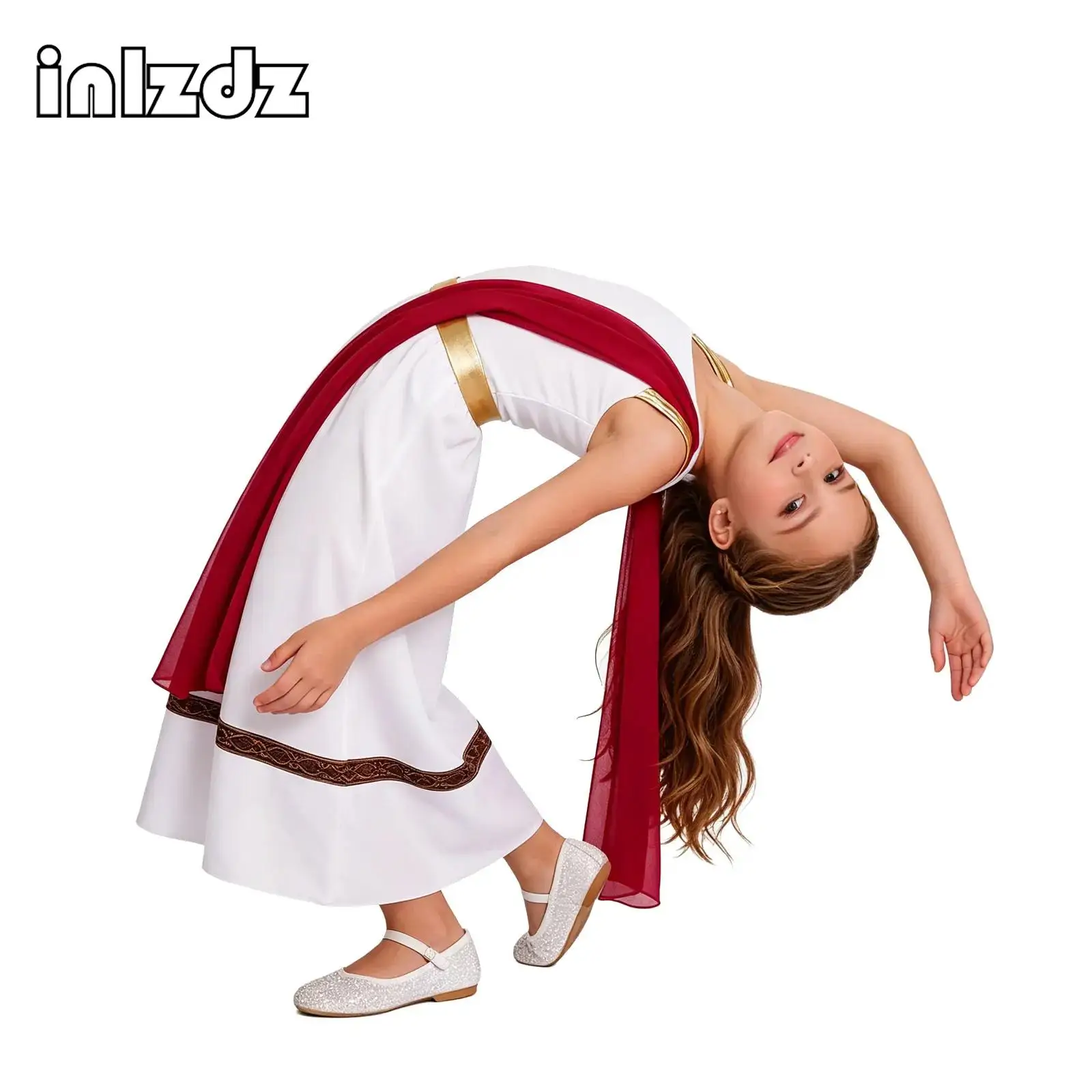 Girls Greek God Roman Costume Dress Metallic Gloss Sleeveless Dress Seamed with Shawl Cape for Halloween Cosplay Performance
Girls Greek God Roman Costume Dress Metallic Gloss Sleeveless Dress Seamed with Shawl Cape for Halloween Cosplay Performance