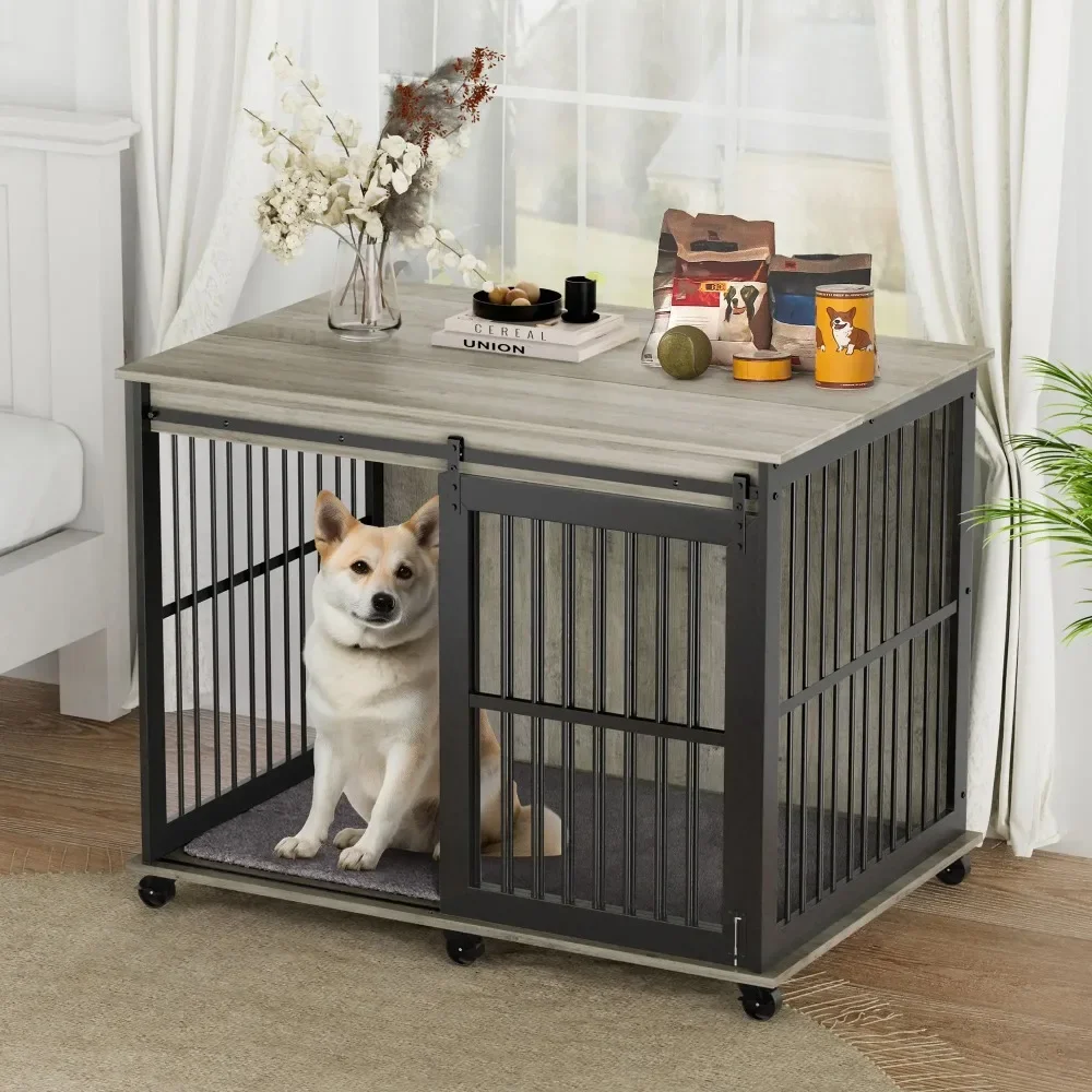 Furniture dog crate sliding iron door dog crate with mat. (Rustic Brown,43.7''W x 30''D x 33.7''H).
Furniture dog crate sliding iron door dog crate with mat. (Rustic Brown,43.7''W x 30''D x 33.7''H).