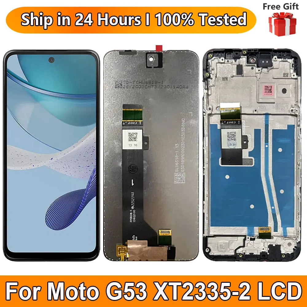 Оригинальный дисплей 6,5 дюйма для Motorola Moto G53, с рамкой, сенсорный дигитайзер в сборе для замены экрана Motorola G53
Оригинальный дисплей 6,5 дюйма для Motorola Moto G53, с рамкой, сенсорный дигитайзер в сборе для замены экрана Motorola G53