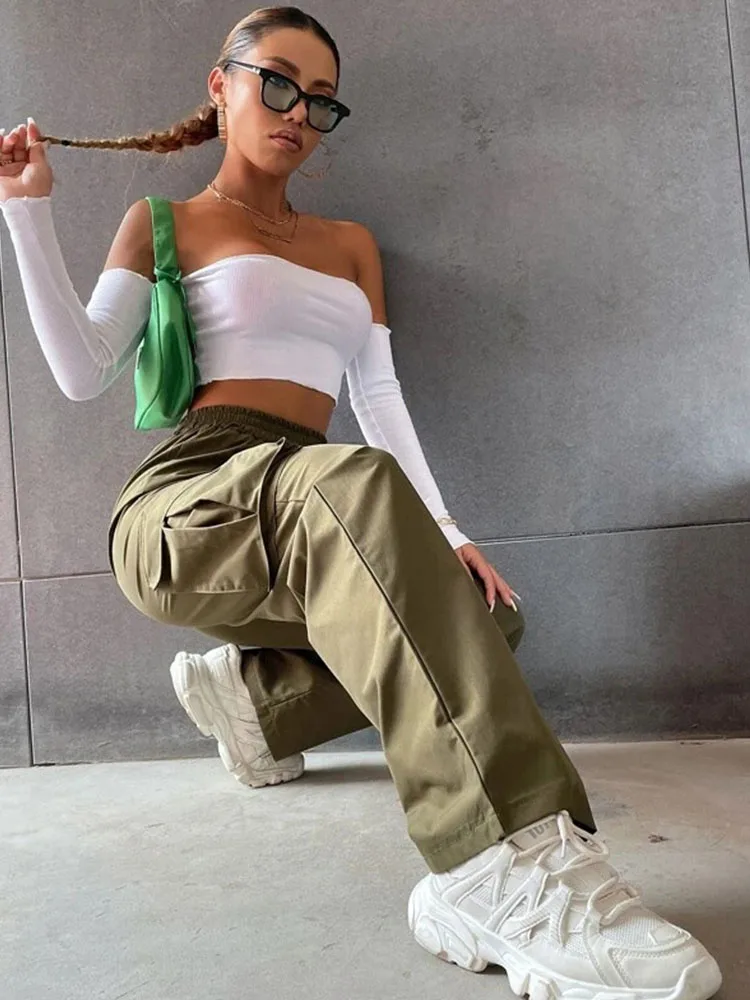 Elastic Waist Fashionable Workwear Pants High Waist Wide Leg Pants Loose Solid Color Casual Sports Pants WOMEN'S Sportswear
Elastic Waist Fashionable Workwear Pants High Waist Wide Leg Pants Loose Solid Color Casual Sports Pants WOMEN'S Sportswear