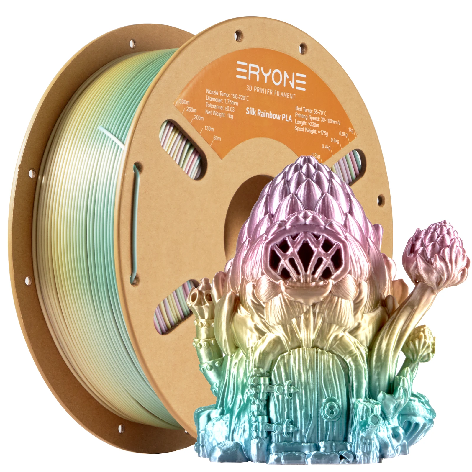 ERYONE Rainbow PLA Filament Нить для 3D-принтера 1,75 мм +/- 0,03 мм, многоцветная нить PLA 1 кг Картонная катушка (2,2 фунта)
ERYONE Rainbow PLA Filament Нить для 3D-принтера 1,75 мм +/- 0,03 мм, многоцветная нить PLA 1 кг Картонная катушка (2,2 фунта)
