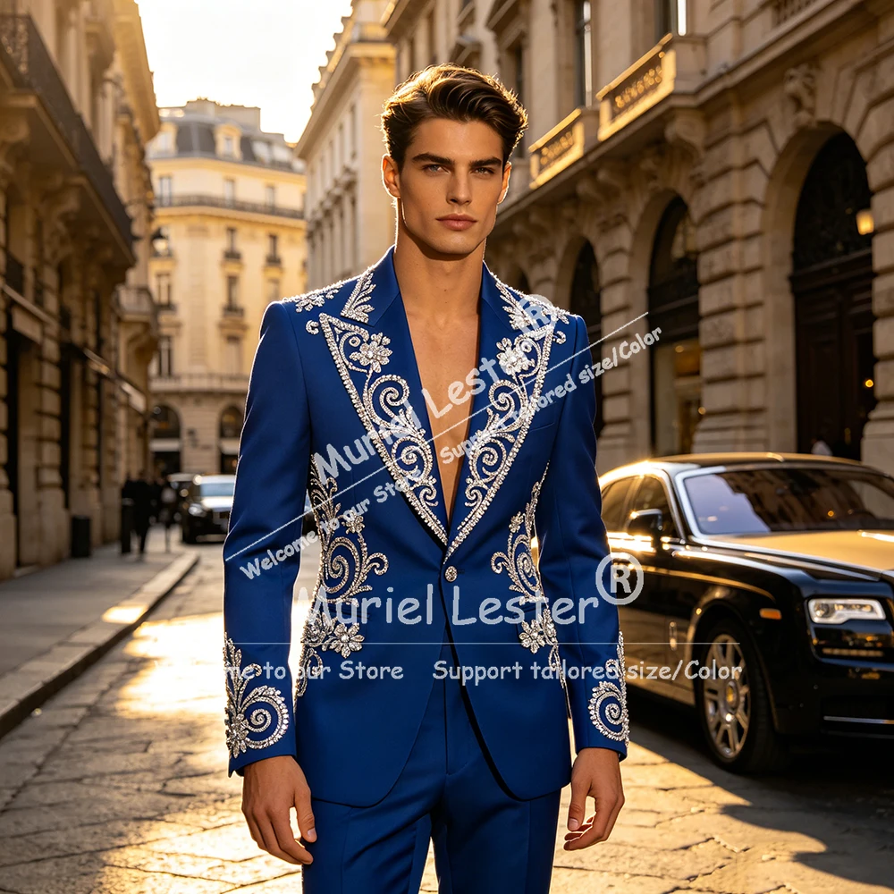 Luxury Suits Men 2 Piece Set Rhinestone Beads Prom Blazer Custom Made Man Multi-Occasion Tuxedo Attire Terno Masculinos Complete
Luxury Suits Men 2 Piece Set Rhinestone Beads Prom Blazer Custom Made Man Multi-Occasion Tuxedo Attire Terno Masculinos Complete