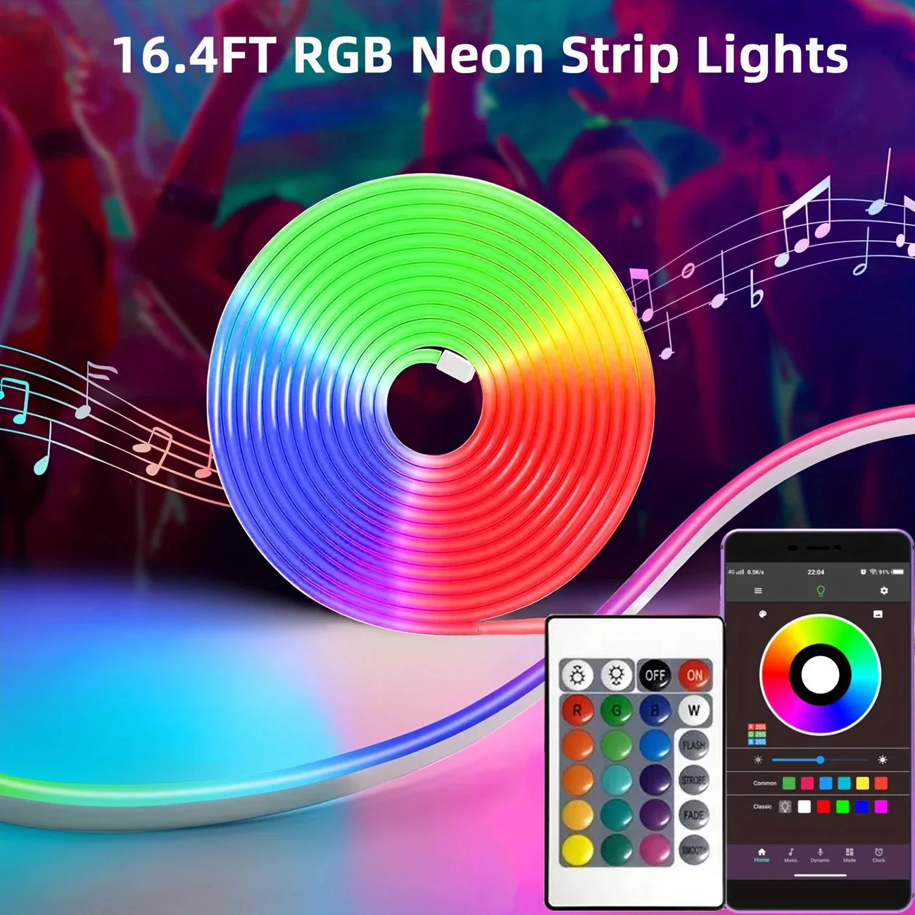 Smart Neon Rope Lights USB RGB LED Strip Lights APP Remote Control Color Changing DIY Flexible Music Sync for Gaming Room Decor
Smart Neon Rope Lights USB RGB LED Strip Lights APP Remote Control Color Changing DIY Flexible Music Sync for Gaming Room Decor