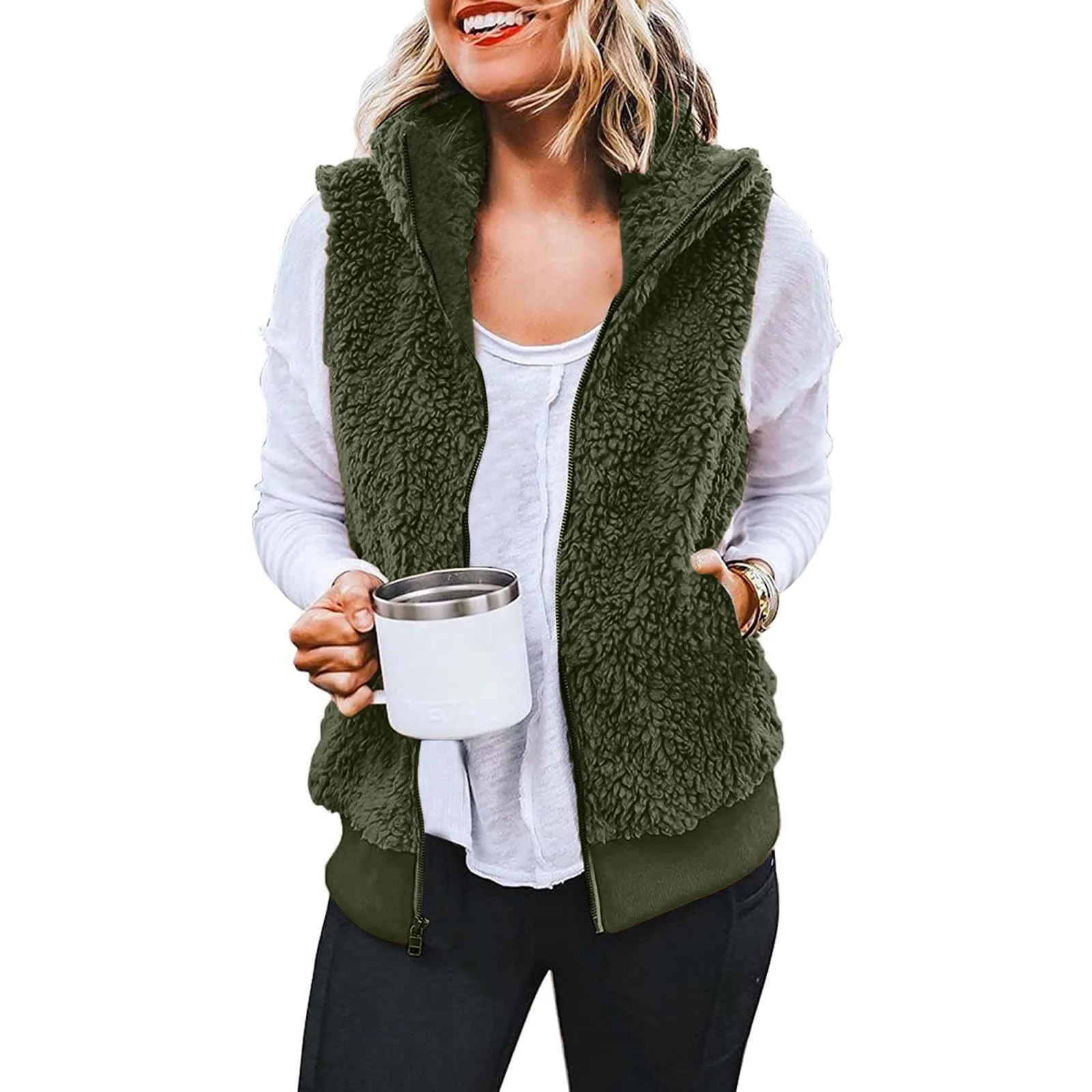 Women's Vest Autumn Winter Casual Plush Sweatshirt Plus Size Zipper Warm Fleece Waistcoat Vest Female Fuzzy Sleeveless Waistcoat
Women's Vest Autumn Winter Casual Plush Sweatshirt Plus Size Zipper Warm Fleece Waistcoat Vest Female Fuzzy Sleeveless Waistcoat