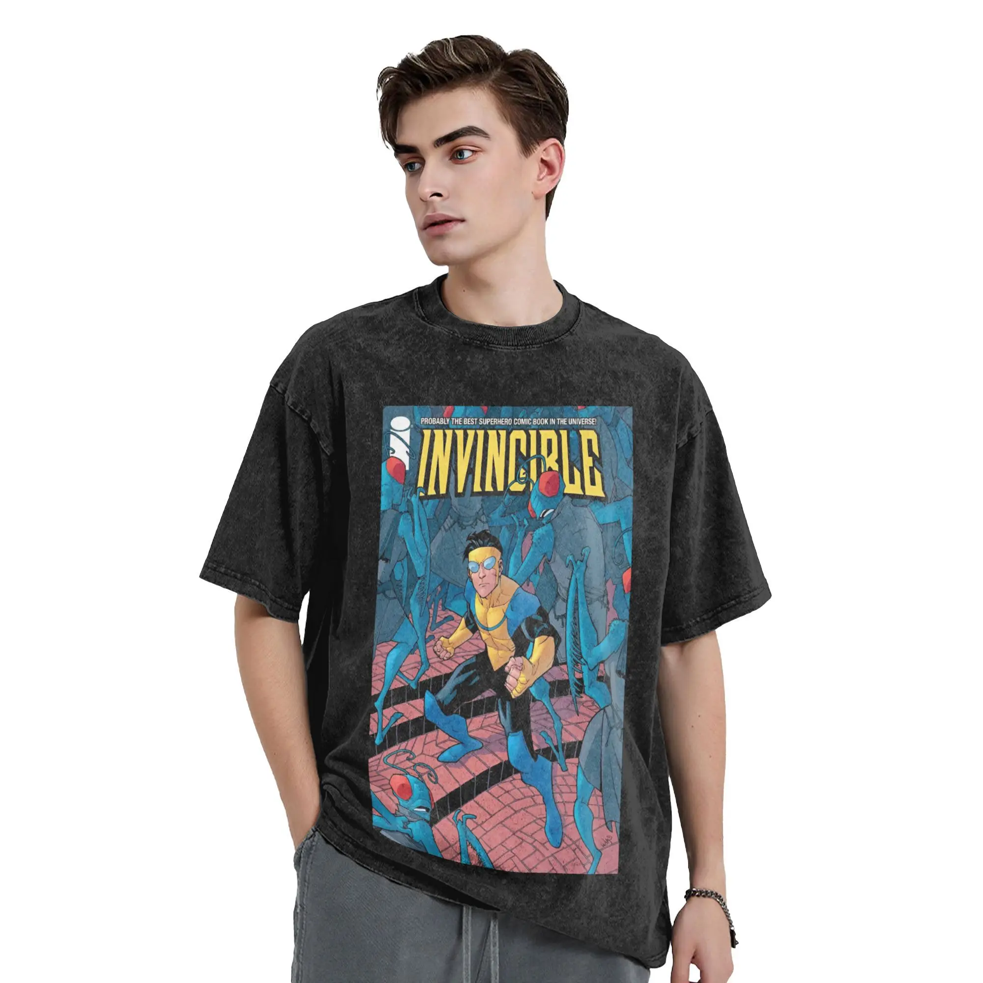 Washed T Shirt Invincible Hero Manga Hip Hop Vintage T-Shirt High Street Streetwear 100% Cotton Summer Tops Tees Men Women
Washed T Shirt Invincible Hero Manga Hip Hop Vintage T-Shirt High Street Streetwear 100% Cotton Summer Tops Tees Men Women