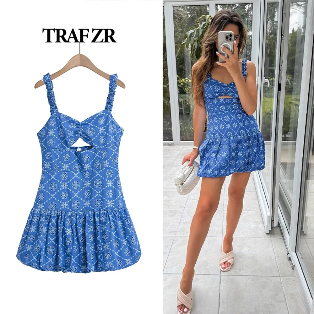 TRAF ZR Mini Sweety Dress for Women Hollow Out Elastic Straps Sundress Layered Draped Vacation Summer Dresses Back Shirring
TRAF ZR Mini Sweety Dress for Women Hollow Out Elastic Straps Sundress Layered Draped Vacation Summer Dresses Back Shirring