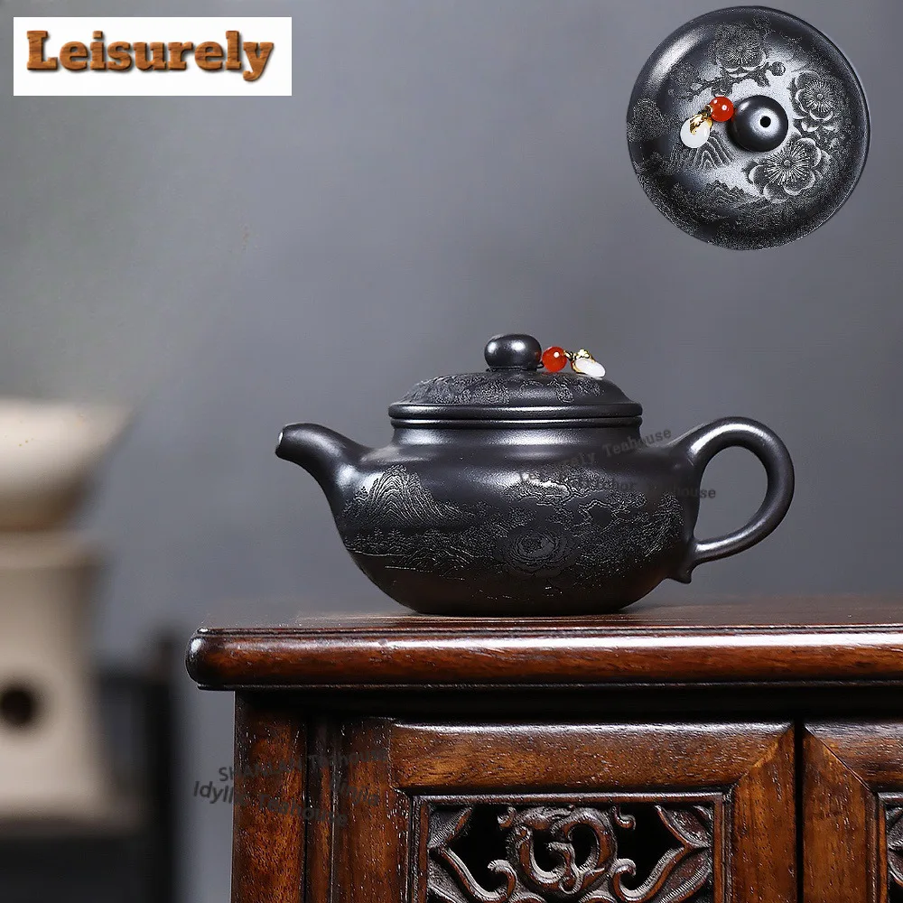 400ml Exquisite Yixing Purple Clay Teapots Handmade Engraved Pot Raw Ore Stone Yellow Mud Kettle Zisha Tea Set Tea Ceremony Gift
400ml Exquisite Yixing Purple Clay Teapots Handmade Engraved Pot Raw Ore Stone Yellow Mud Kettle Zisha Tea Set Tea Ceremony Gift