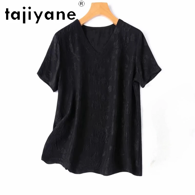 TAJIYANE 100% натуральные шелковые футболки из тутового шелкопряда для женщин, элегантная черная футболка с V-образным вырезом, летние топы, женская одежда 2026 Футболка
TAJIYANE 100% натуральные шелковые футболки из тутового шелкопряда для женщин, элегантная черная футболка с V-образным вырезом, летние топы, женская одежда 2026 Футболка