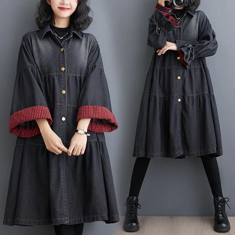 Весенне-осенний винтажный пышная юбка больших размеров, кардиган, повседневное свободное утягивающее пальто большого размера средней длины, джинсовое пальто, женская верхняя одежда
Весенне-осенний винтажный пышная юбка больших размеров, кардиган, повседневное свободное утягивающее пальто большого размера средней длины, джинсовое пальто, женская верхняя одежда