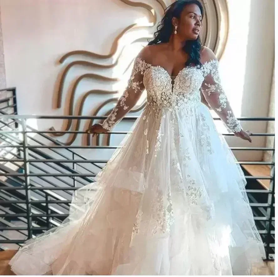 Customized Popular Sweetheart Plus Size Wedding Dresses Sweep Train Robes De Mariage Illusion Long Sleeves Bridal Gowns
Customized Popular Sweetheart Plus Size Wedding Dresses Sweep Train Robes De Mariage Illusion Long Sleeves Bridal Gowns