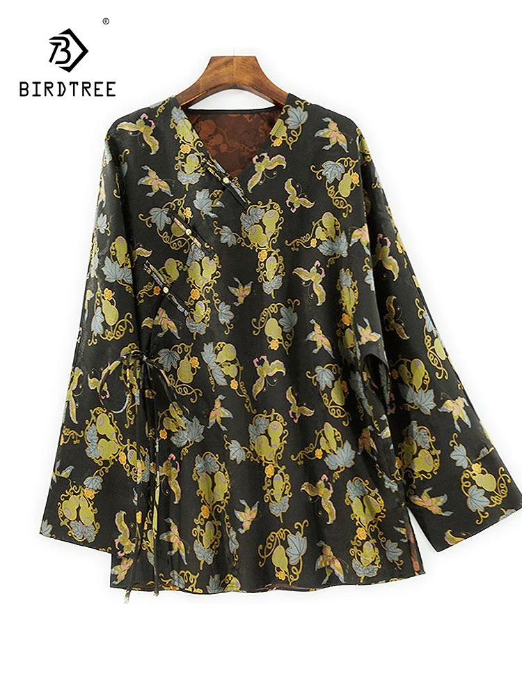 Элегантная блузка BirdTree-32MM из водного шелка, с V-образным вырезом, с принтом «Бабочка-тыква», женская винтажная свободная блузка, новинка весны 2026, T61559CC
Элегантная блузка BirdTree-32MM из водного шелка, с V-образным вырезом, с принтом «Бабочка-тыква», женская винтажная свободная блузка, новинка весны 2026, T61559CC