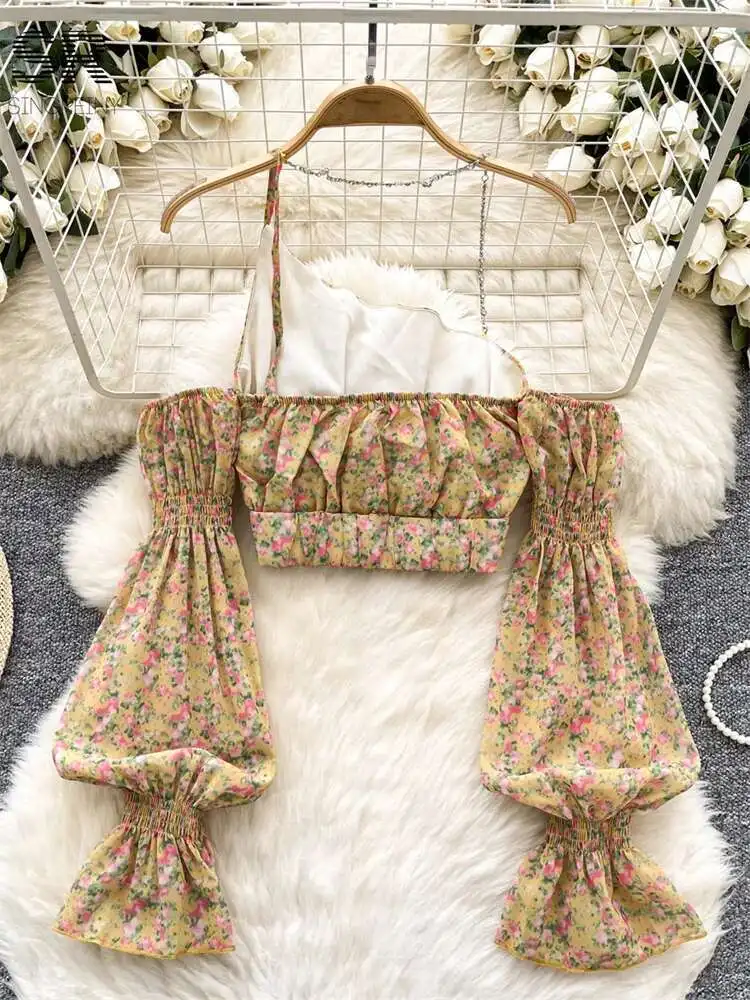 BabYoung Off Shoulder Floral Crop Tops With Chain Flare Sleeve Elastic Irregular Shirt Women Summer Halter Sexy Print Blouse
BabYoung Off Shoulder Floral Crop Tops With Chain Flare Sleeve Elastic Irregular Shirt Women Summer Halter Sexy Print Blouse
