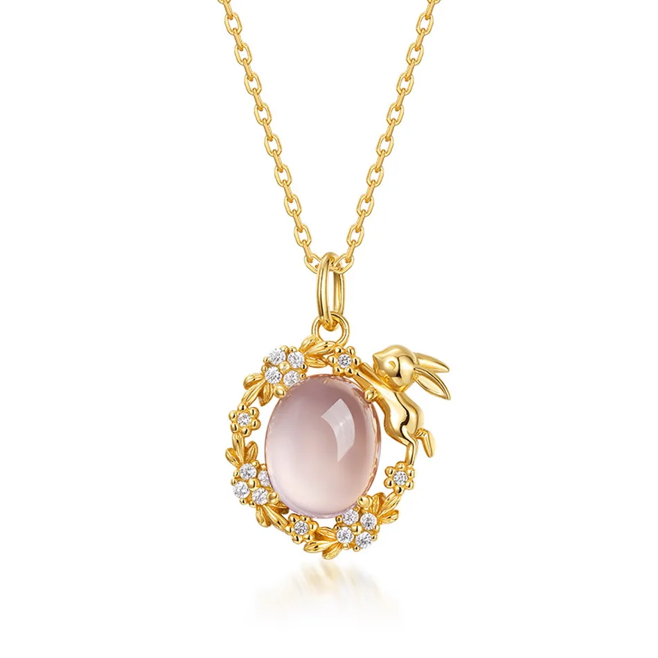ALLNOEL 925 Sterling Silver Necklace For Women Original Natural Rose Quartz Rabbit Wreath Flower Circle Gold Plated Fine Jewelry
ALLNOEL 925 Sterling Silver Necklace For Women Original Natural Rose Quartz Rabbit Wreath Flower Circle Gold Plated Fine Jewelry