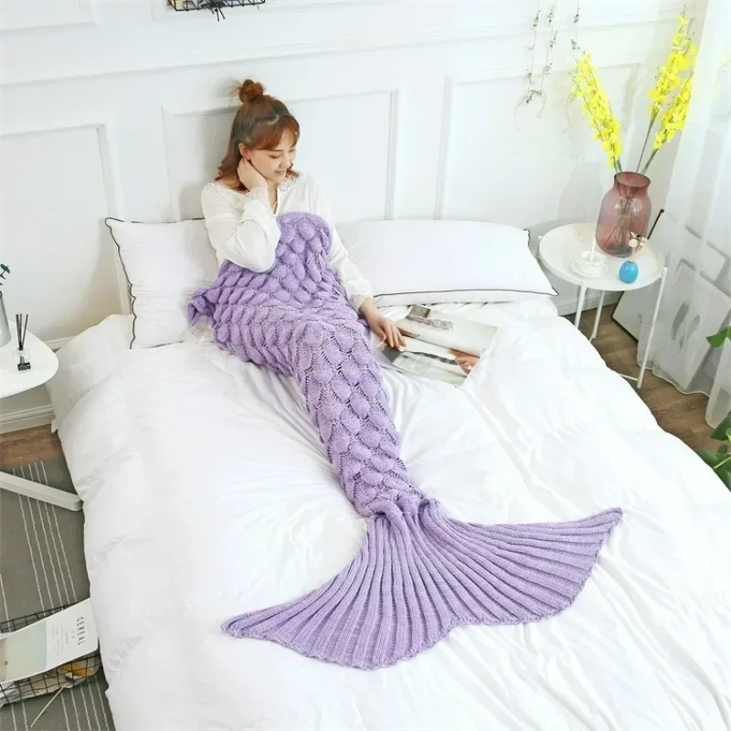 Handmade Knitted Blanket Soft and Comfortable Nap Beauty Fish Tail Cover Blanket Solid Color Simple Breathable Blanket
Handmade Knitted Blanket Soft and Comfortable Nap Beauty Fish Tail Cover Blanket Solid Color Simple Breathable Blanket
