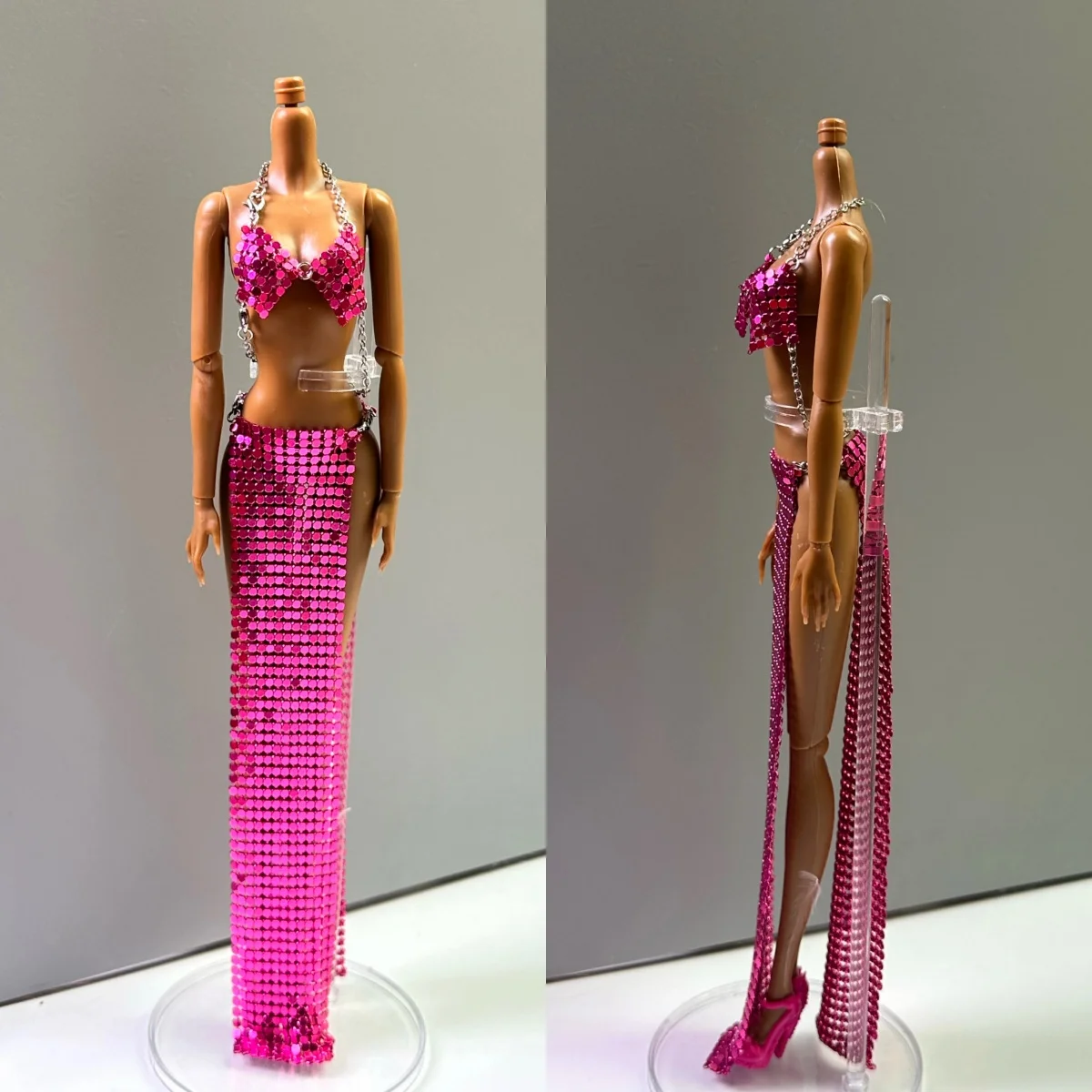 Spicy Girls Stage Style Fashions Metal Sequins Vest+Sexy Slit Skirt+Headwear Set For 1/6 FR Babi Supermodel Doll Clothes Parts
Spicy Girls Stage Style Fashions Metal Sequins Vest+Sexy Slit Skirt+Headwear Set For 1/6 FR Babi Supermodel Doll Clothes Parts
