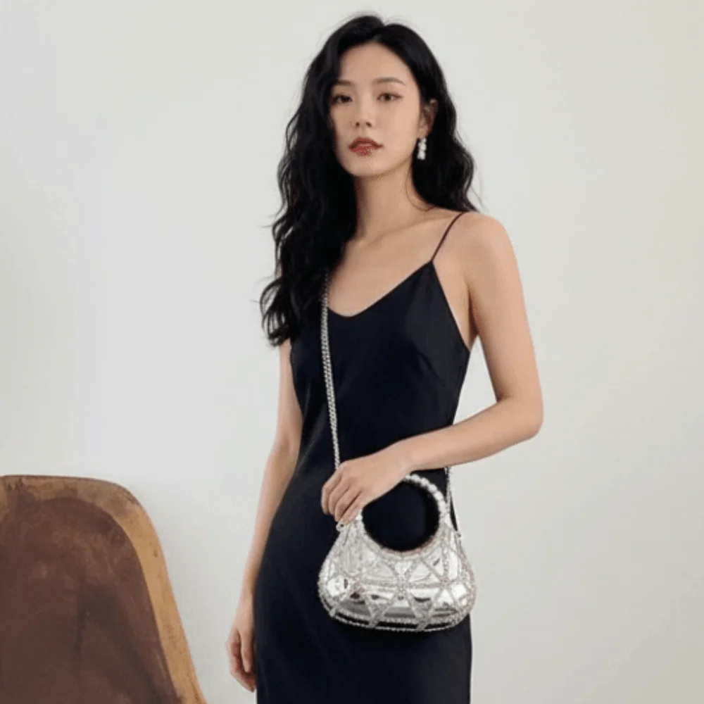 Crystal Embellished Crescent Evening Clutch Geometric Pattern Detachable Chain Rhinestone Box Purse Hardbody Frame
Crystal Embellished Crescent Evening Clutch Geometric Pattern Detachable Chain Rhinestone Box Purse Hardbody Frame