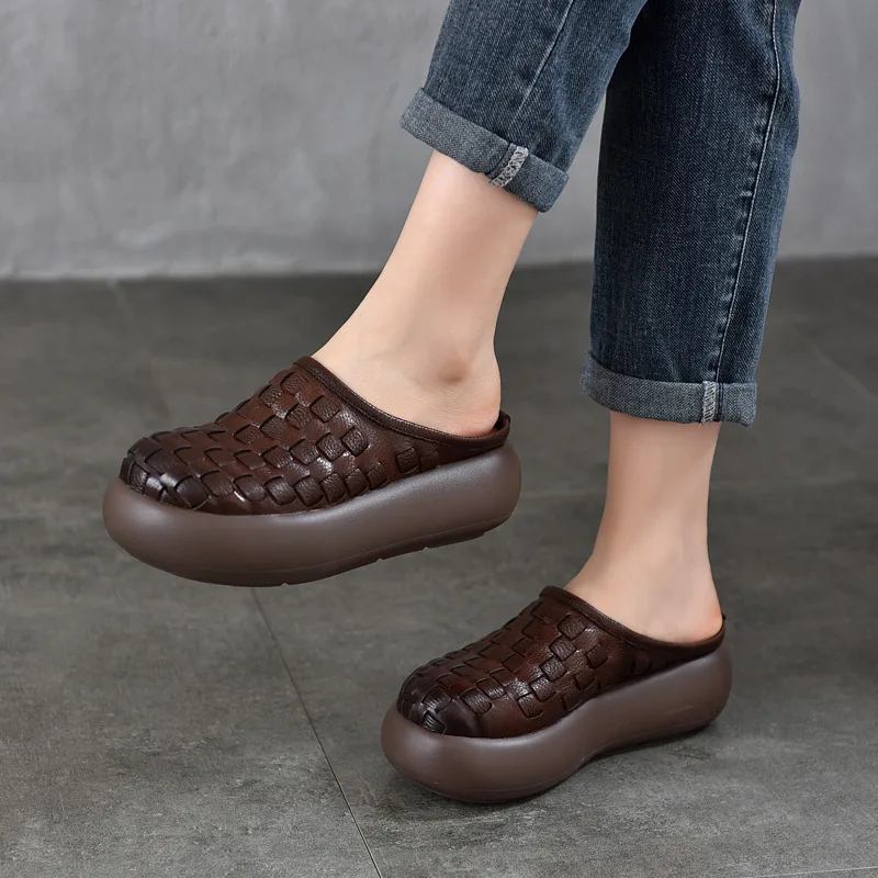 GKTINOO Genuine Leather Retro Woven Round Toe Women's Platform Slippers 2026 Summer New Lightweight Thick Soled Slip-on Shoes
GKTINOO Genuine Leather Retro Woven Round Toe Women's Platform Slippers 2026 Summer New Lightweight Thick Soled Slip-on Shoes