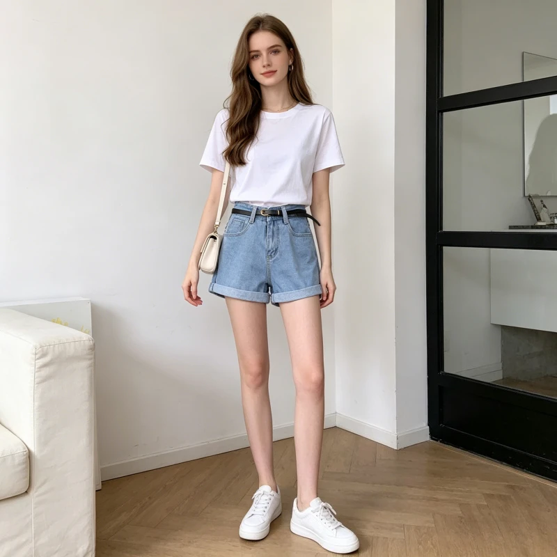 Women Short Pant Jeans Vintage Washed Slim Fit Y2k Streetwear Elegant High Waist Straight Trousers Cuffed Splice Beach Summer
Women Short Pant Jeans Vintage Washed Slim Fit Y2k Streetwear Elegant High Waist Straight Trousers Cuffed Splice Beach Summer