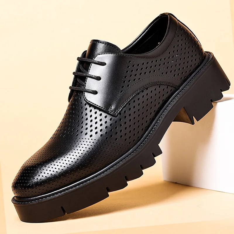 Spring Summer Increase Platform Shoes for Men Fashion Casual Black Dress Shoes Man Fashion Hallow Breathable Leather Shoe Male
Spring Summer Increase Platform Shoes for Men Fashion Casual Black Dress Shoes Man Fashion Hallow Breathable Leather Shoe Male