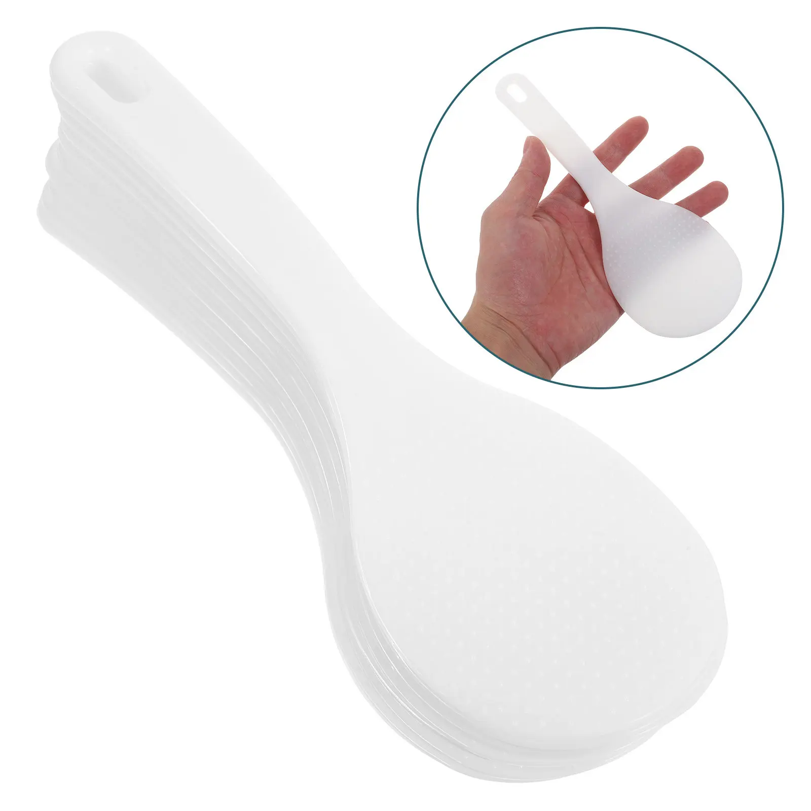 10Pcs Nonstick Rice Spoon Plastic Heat-Resistant Rice Scoop with Anti-Slip Handle for Kitchen Restaurant Canteen Buffet Food
10Pcs Nonstick Rice Spoon Plastic Heat-Resistant Rice Scoop with Anti-Slip Handle for Kitchen Restaurant Canteen Buffet Food