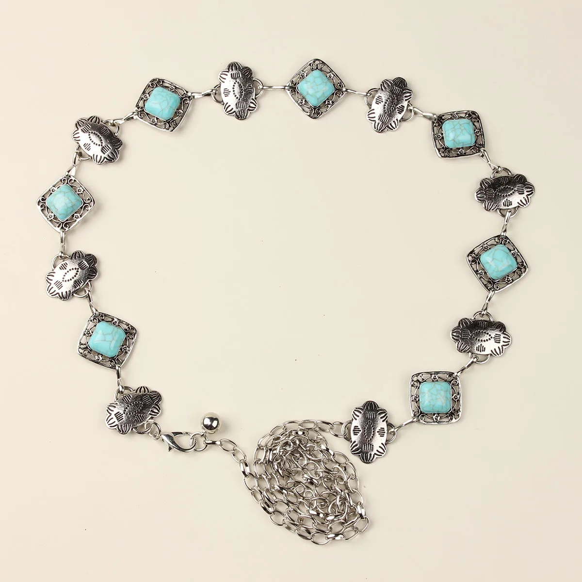 Popular Hot-selling European and American Retro Waist Chain Women's Versatile Metal Inlaid Turquoise Waist Chain
Popular Hot-selling European and American Retro Waist Chain Women's Versatile Metal Inlaid Turquoise Waist Chain