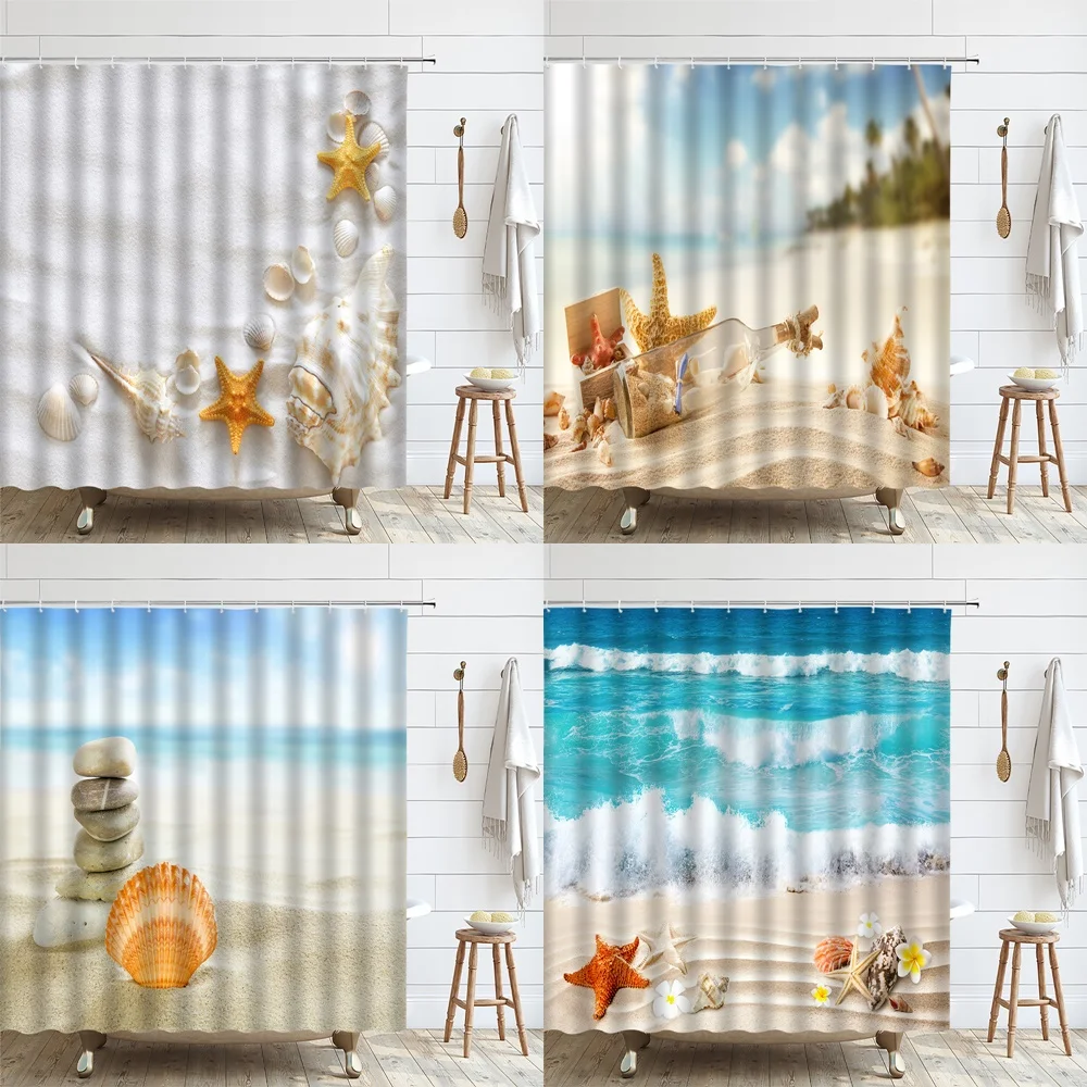 Starfish Beach Shower Curtain Fabric Tropical Sea Waves Seashell Conch Hawaiian Seaside Scene Ocean Bath Curtains Bathroom Set
Starfish Beach Shower Curtain Fabric Tropical Sea Waves Seashell Conch Hawaiian Seaside Scene Ocean Bath Curtains Bathroom Set