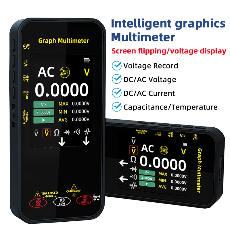 S500 Smart Graphic Multimeter,Screen Rotation Rechargable Digital Multimeter TRMS 1000V/10A AC/DC Voltage Current Tester
S500 Smart Graphic Multimeter,Screen Rotation Rechargable Digital Multimeter TRMS 1000V/10A AC/DC Voltage Current Tester