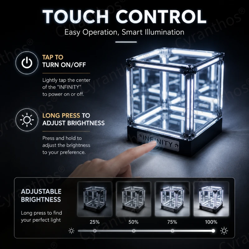 Infiniti Cube Ambiance Dynamic 3D LED Matrix Display Stand for Collectibles Touch Sensitive Dimming Tunnel Mirror Box
Infiniti Cube Ambiance Dynamic 3D LED Matrix Display Stand for Collectibles Touch Sensitive Dimming Tunnel Mirror Box